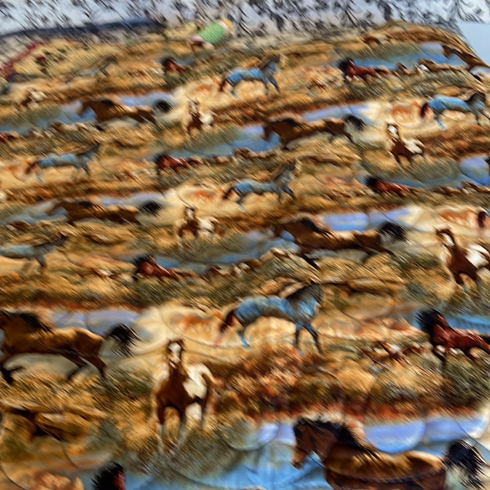 Beautiful throw hand made horses with blue back